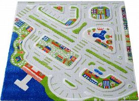 Детский развивающий игровой рельефный 3D ковер с городом и дорогами Городок арт.100Х100